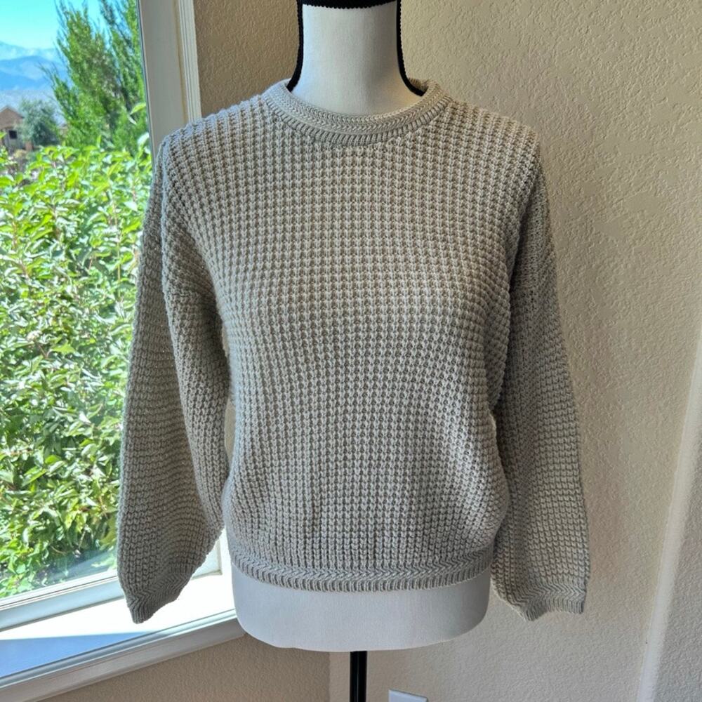 New Era Vtg 80's Beige Crew Neck Knit L Sweater Neutral Retro Classic Heritage